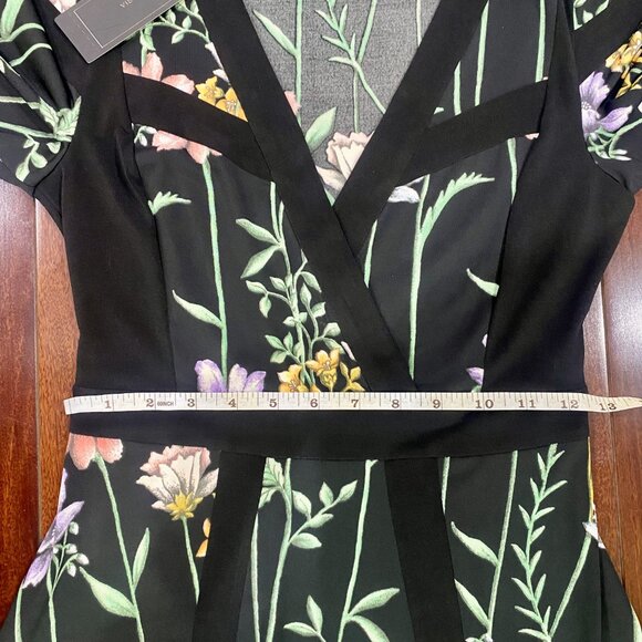*NWT* BCBGMaxAzria Black Botanical Print Flowy Fit & Flare Dress - Size XXS - Picture 13 of 16